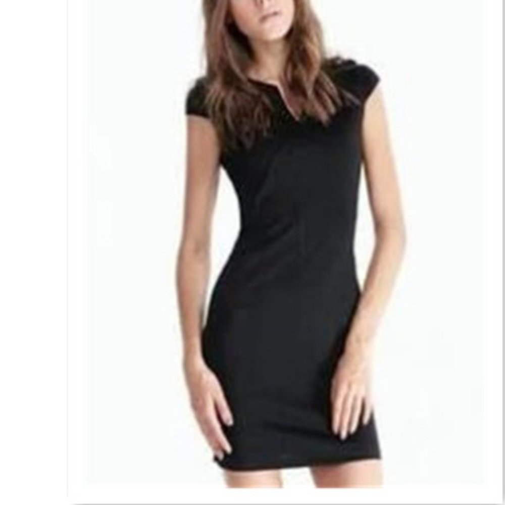 Black V Neck Short Sleeve Slim Bodycon Dress